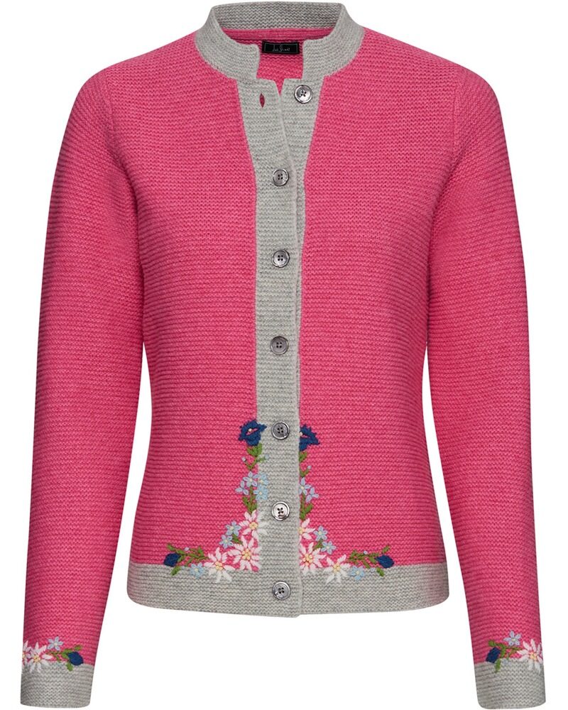 Linksstrickjacke mit Blümchen