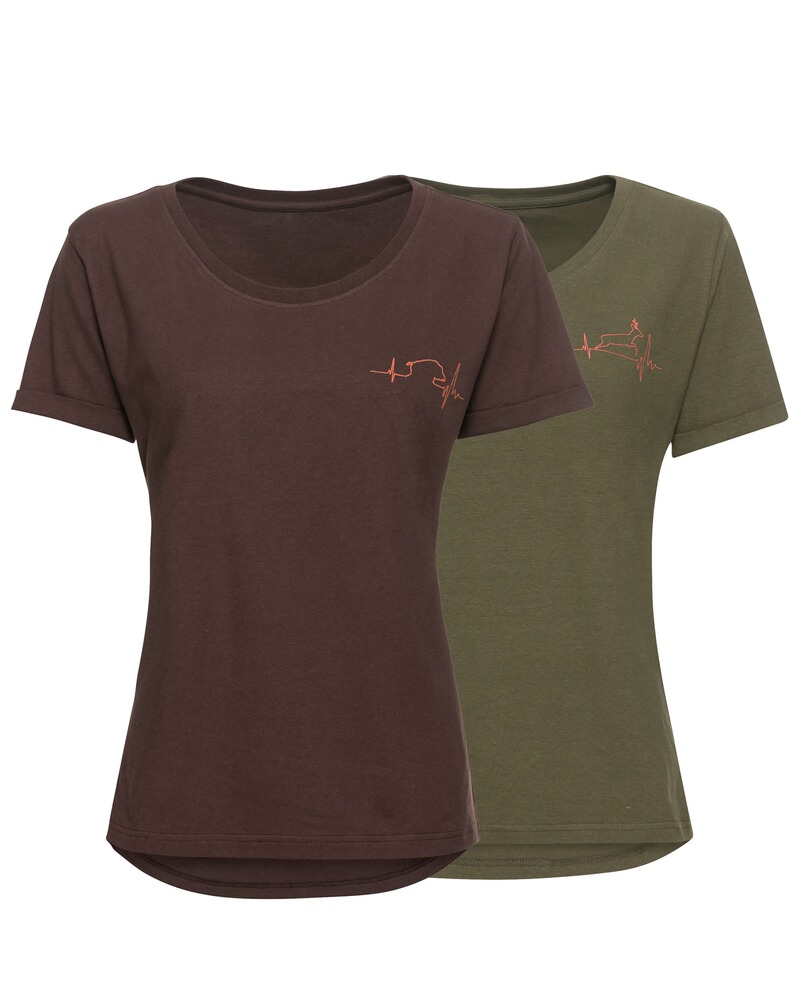 Damen 2er-Set T-Shirts Heartbeat