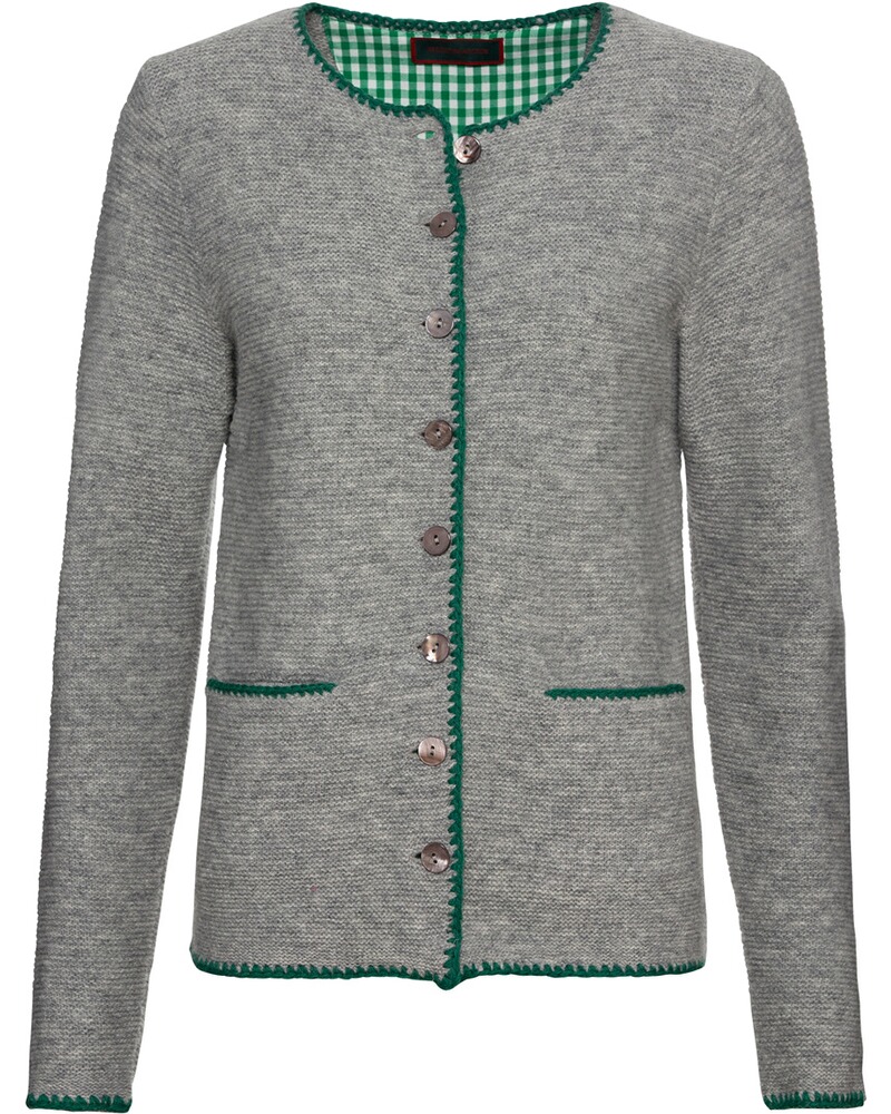 Linksstrickjacke mit Blumenstick