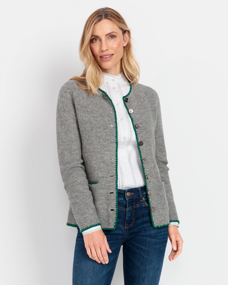 Linksstrickjacke mit Blumenstick, REITMAYER