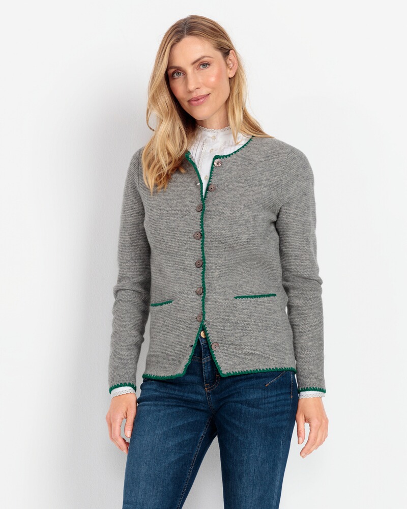 Linksstrickjacke mit Blumenstick, REITMAYER