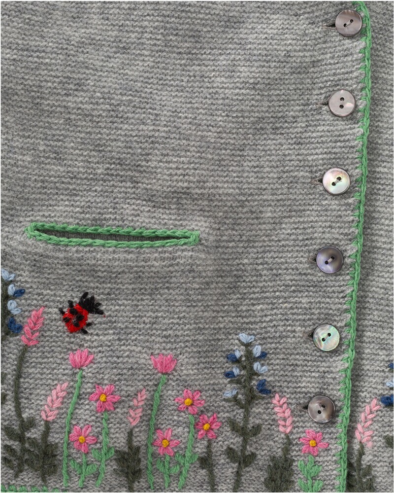 Kurze Strickweste mit Blumenstickerei, REITMAYER