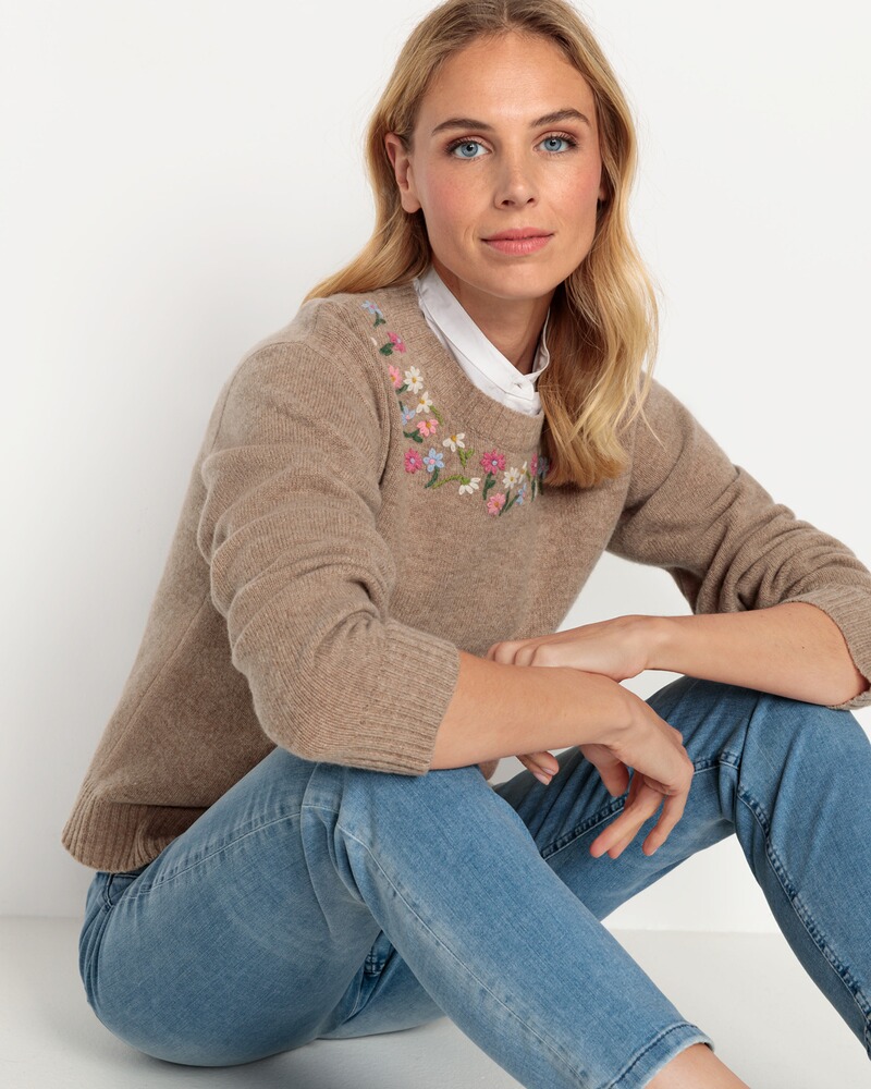 Strickpullover mit Blumenstick, REITMAYER