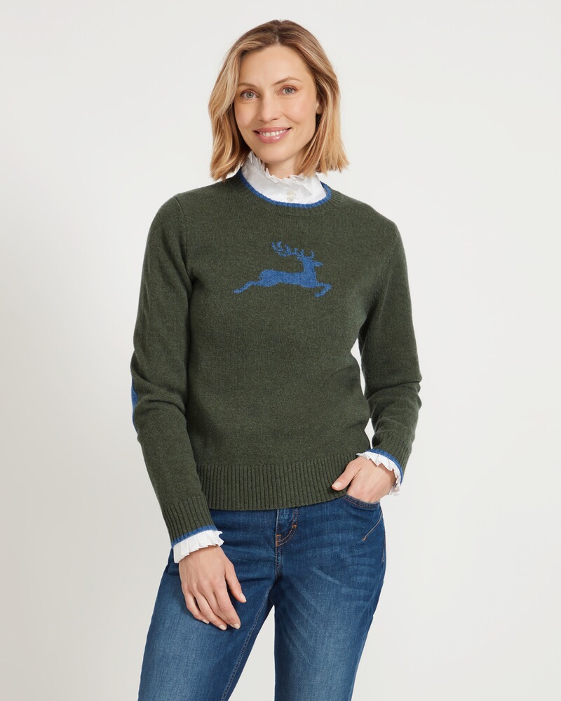 Strickpullover mit Hirschmotiv, REITMAYER