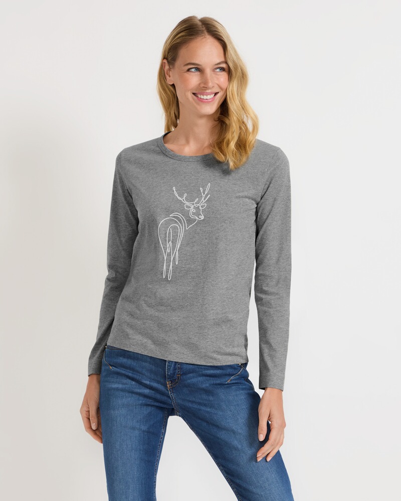Langarm-Shirt mit Hirschdruck, REITMAYER