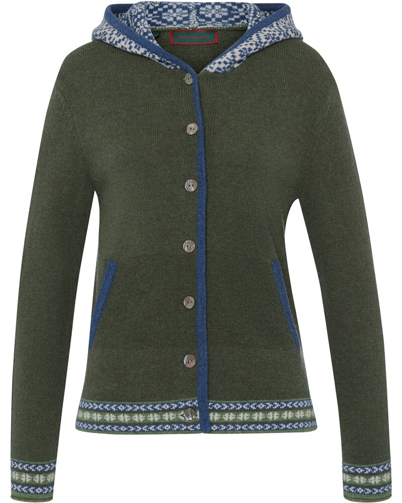 Jacquard-Cardigan mit Kapuze