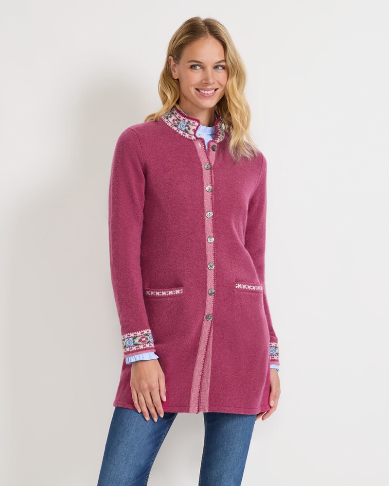 Lange Strickjacke mit Jacquard-Muster, REITMAYER