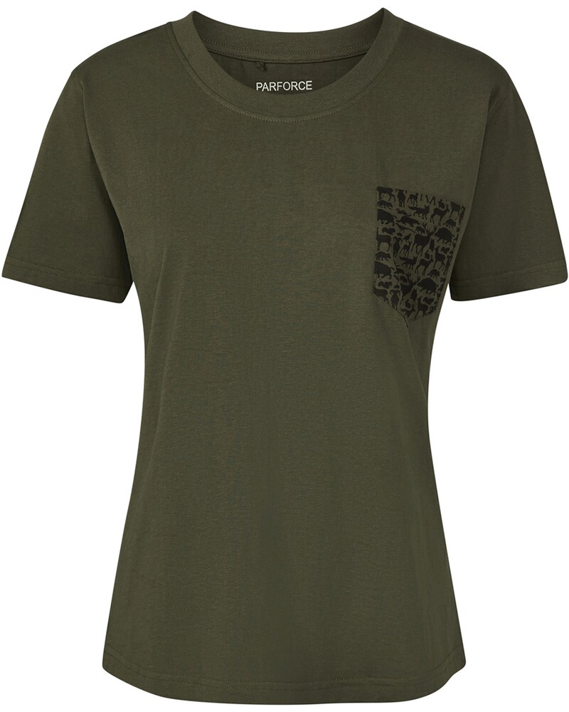 Damen T-Shirt Brusttasche Waldtiere