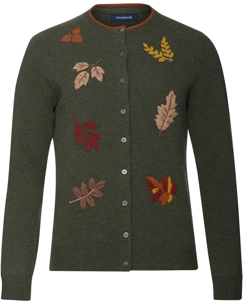 Strickjacke mit Blatt-Stickereien