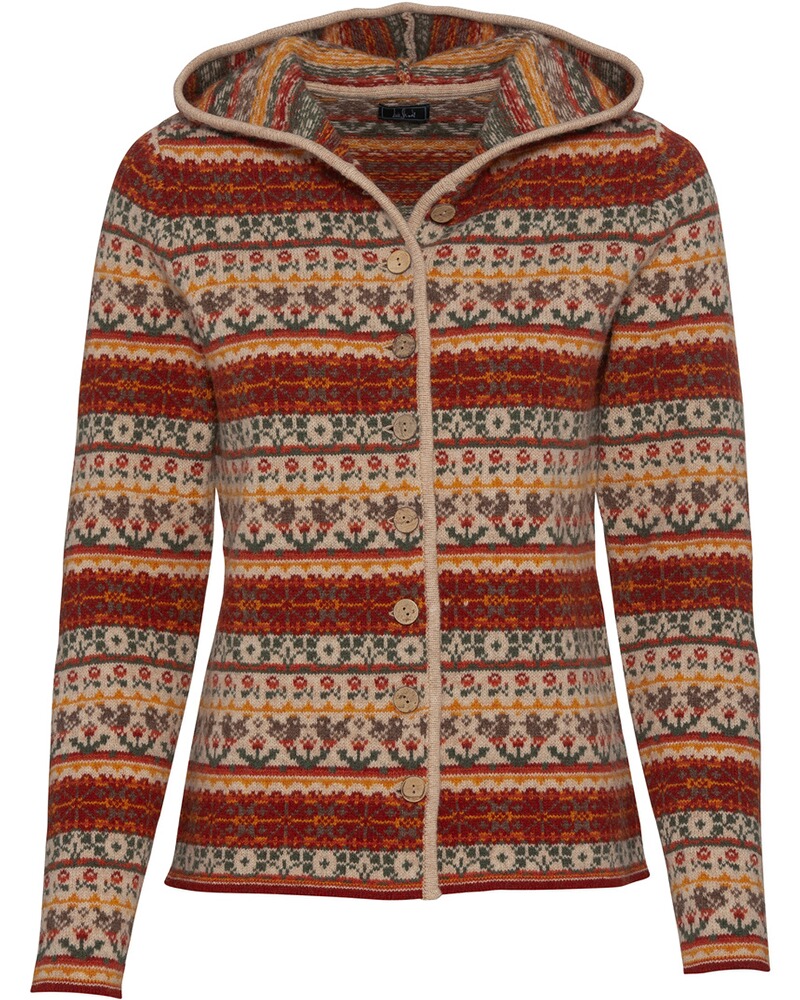 Jacquard-Strickjacke mit Kapuze