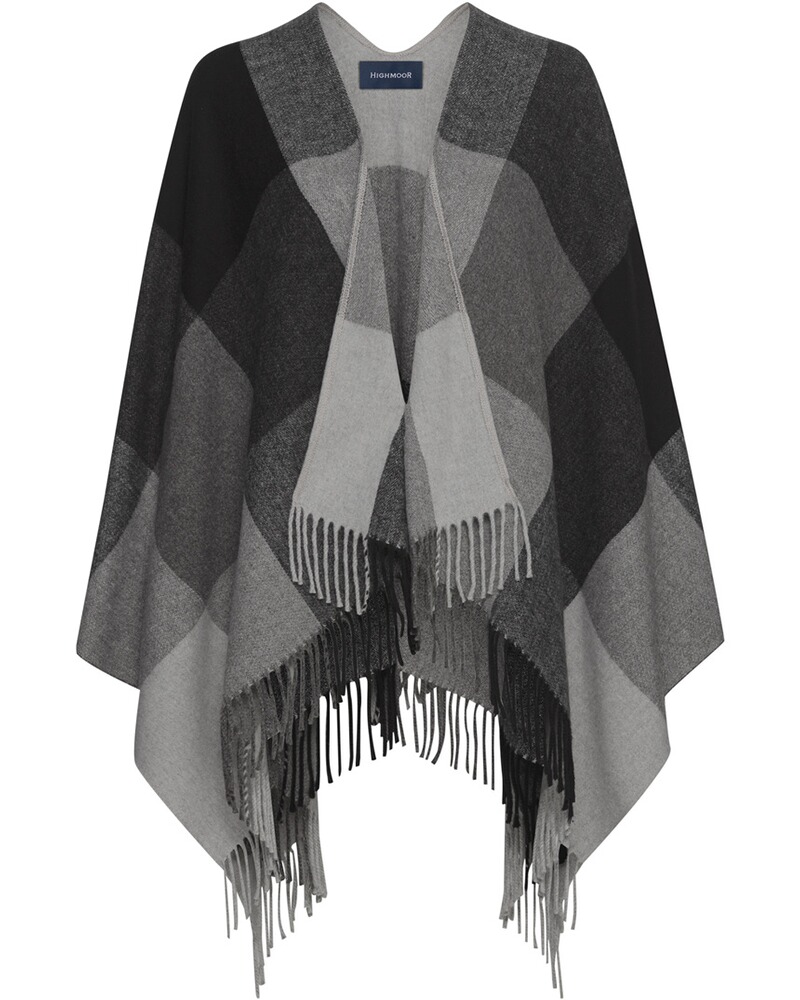 Karo-Cape mit Fransen