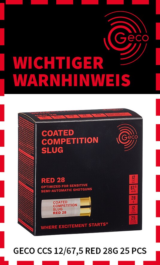 Wichtiger Warnhinweis – GECO CCS 12/67,5 RED 28G 25 PCS