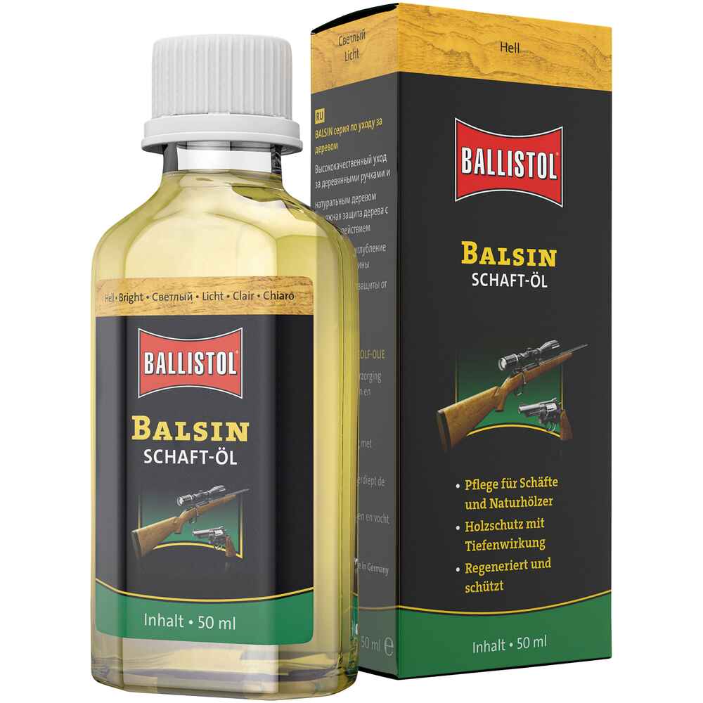 BALLISTOL Schaftöl Balsin – hell (50 ml Flasche) 0,05 l - Waffenpflege &  Pufferpatronen - Waffenzubehör - Waffen Online Shop
