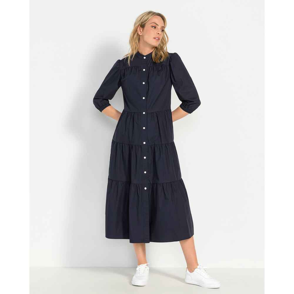 Damenmode - - mit Online FRANKONIA Kleid (Marine) - Shop | Mode Puffärmeln - Kleider Bekleidung REITMAYER