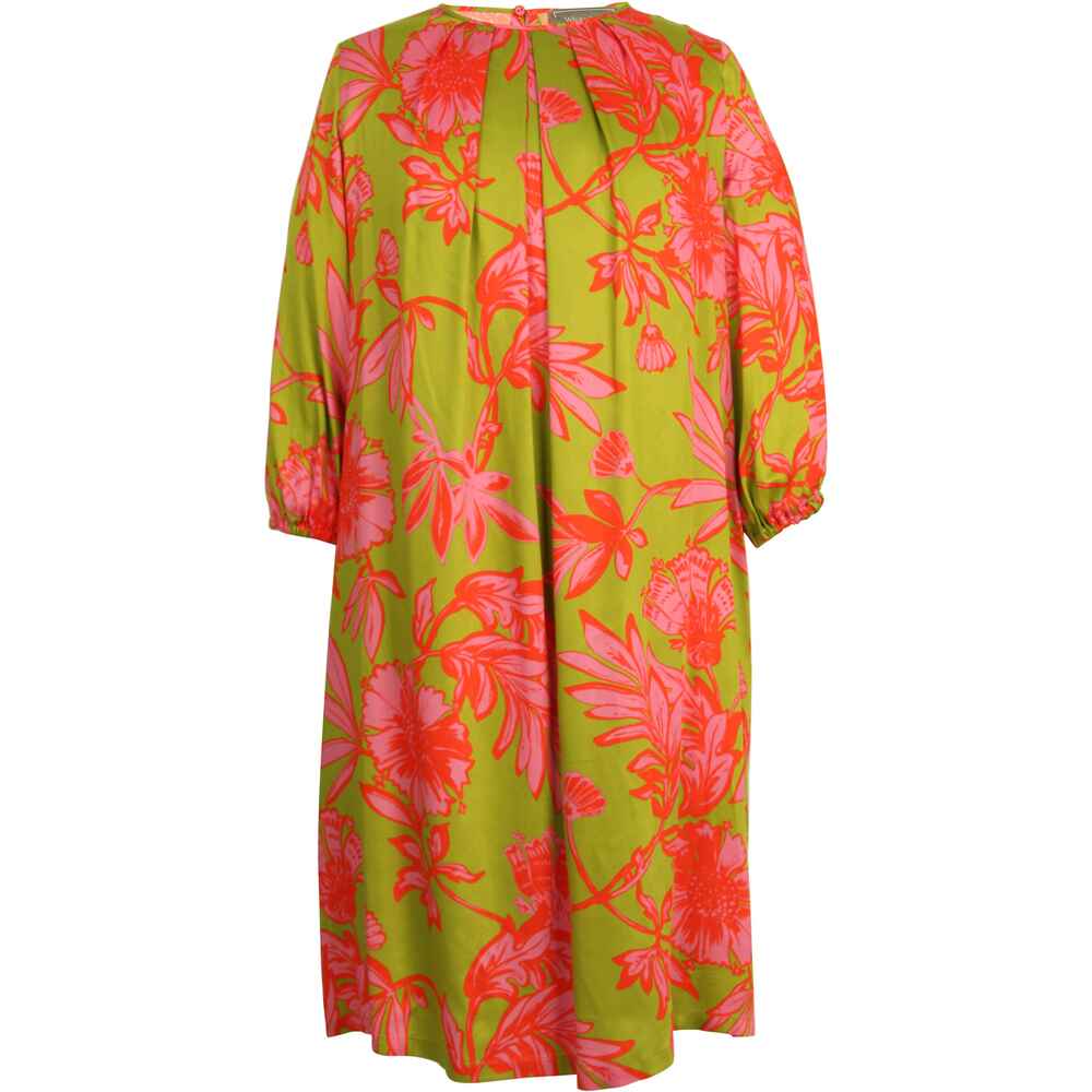 (Grün/Pink) - Damenmode | Mode Bekleidung - FRANKONIA - mit White - Label Kleider Shop 3/4-Arm-Kleid Online Allover-Blumenmuster