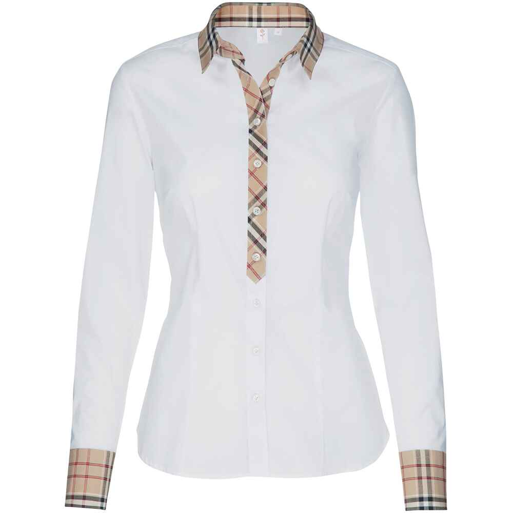 Langarm-Bluse Shop Karobesatz Online Blusen | - mit - (Weiß) Mode Damenmode Bekleidung - - Seidensticker FRANKONIA