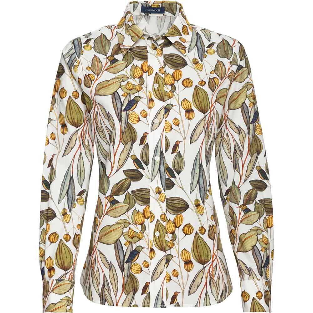 - HIGHMOOR Blusen Shop Damenmode Mode Bluse Online FRANKONIA (Weiß/Gelb) Bekleidung | - - - Naturdruck mit