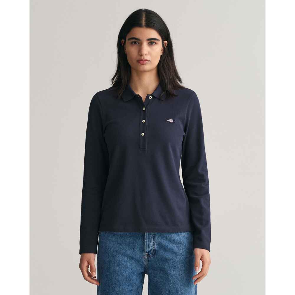 Gant Langarm-Piquepolo Slim Shield - Damenmode Bekleidung Shop & - | Online - FRANKONIA Sweats (Marine) Shirts - Mode