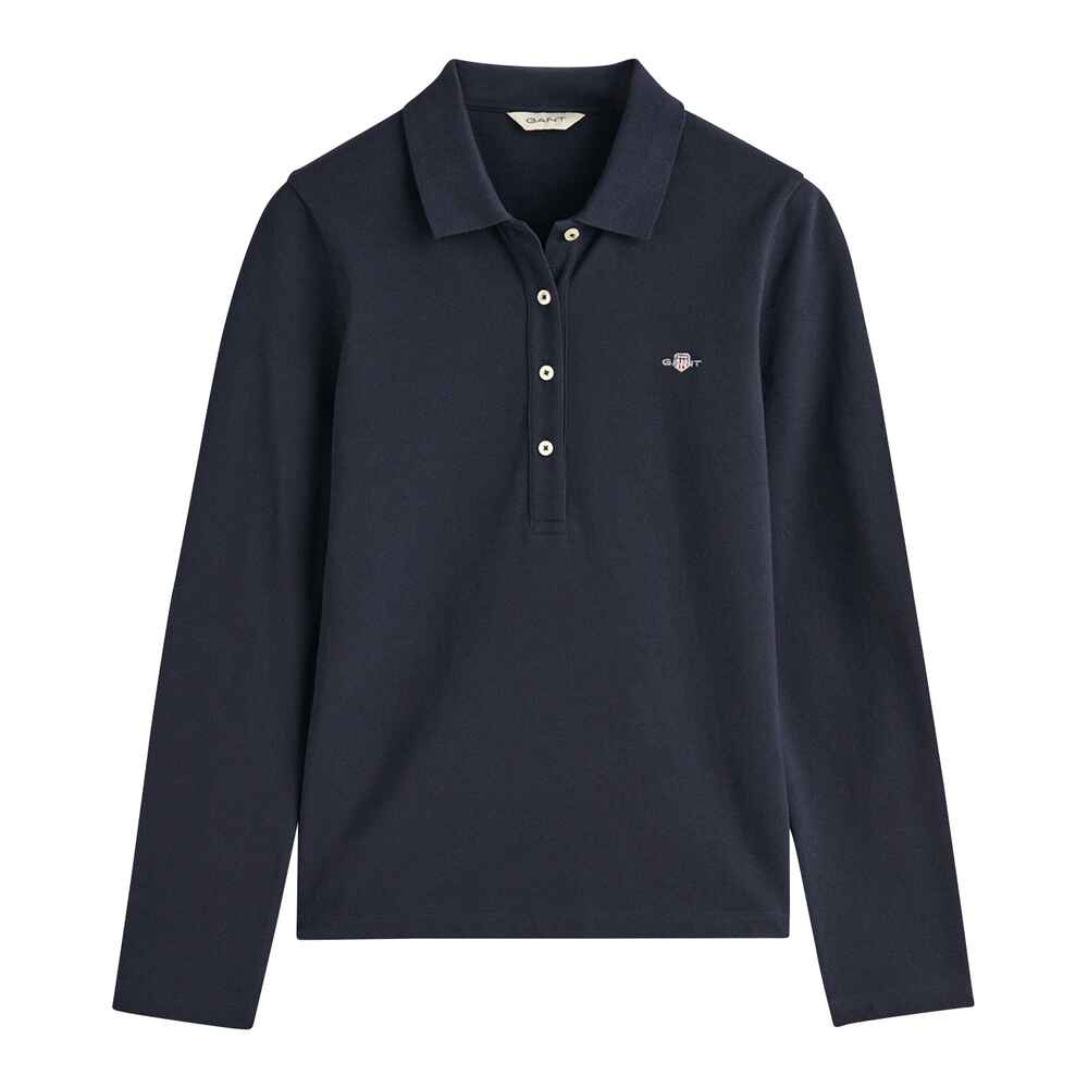 Shield Mode Slim Shirts FRANKONIA Damenmode Langarm-Piquepolo Sweats Bekleidung Shop (Marine) | - - - Gant Online - &