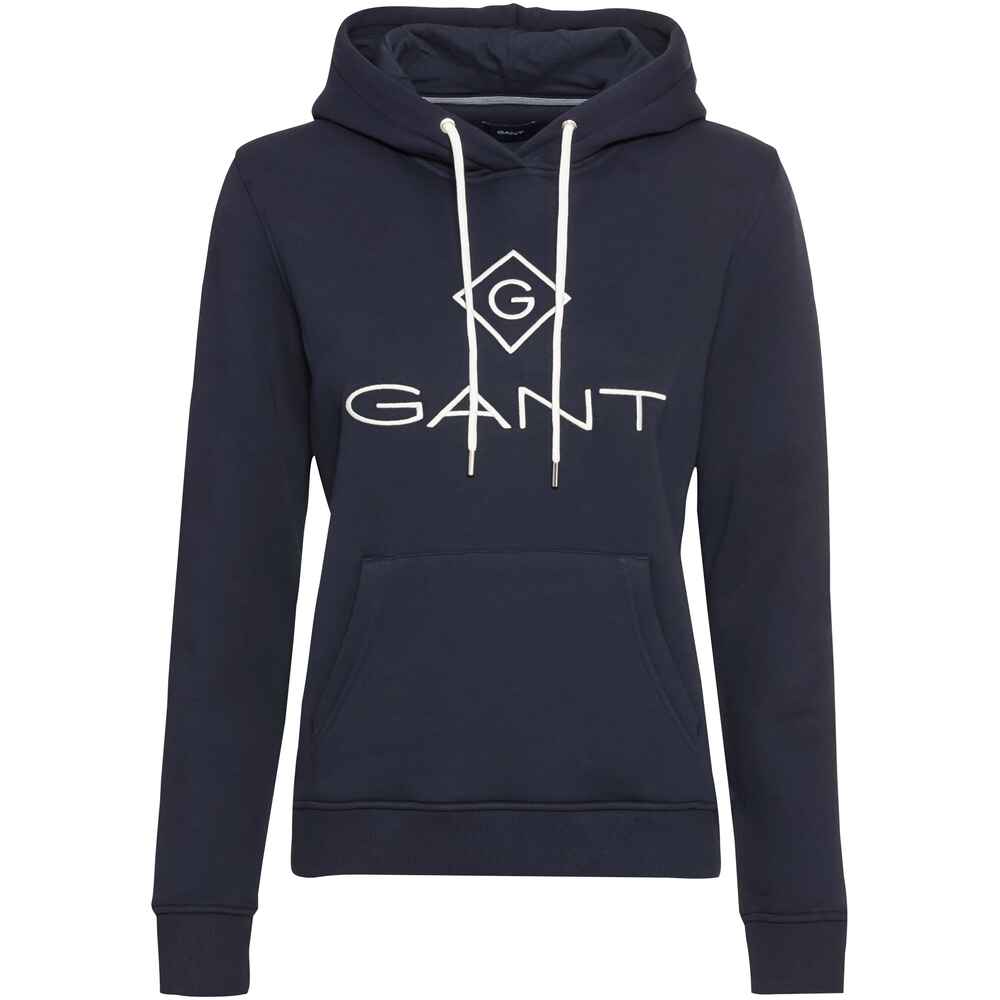 Gant Logo Sweat Hoodie (Evening - Damenmode | - Blue) Shop Bekleidung - Pullover FRANKONIA Online - Mode