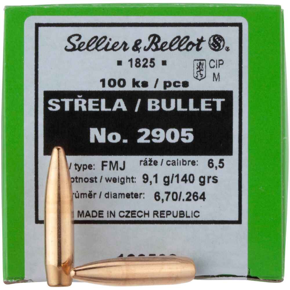 S+B bullet .264 140 gr. FMJ BT 100 units, Sellier & Bellot