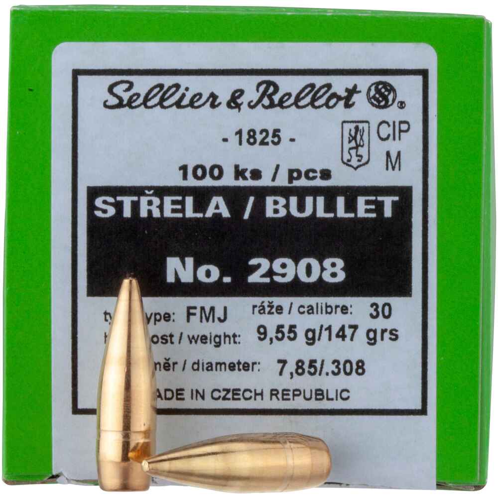 S+B bullet .308 147 gr. FMJ BT 100 units, Sellier & Bellot