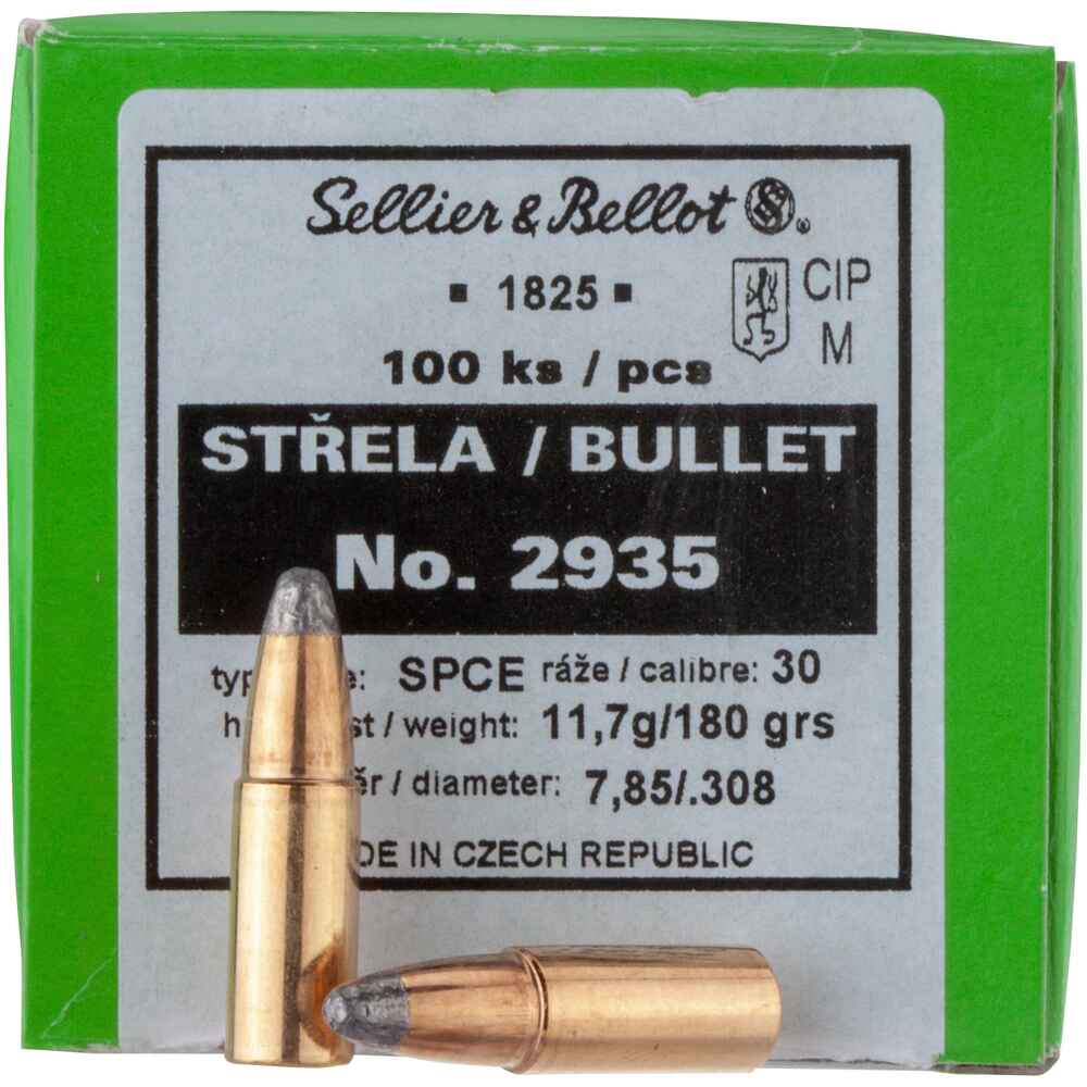 S+B bullet .308 180 gr. SP CE 100 units., Sellier & Bellot