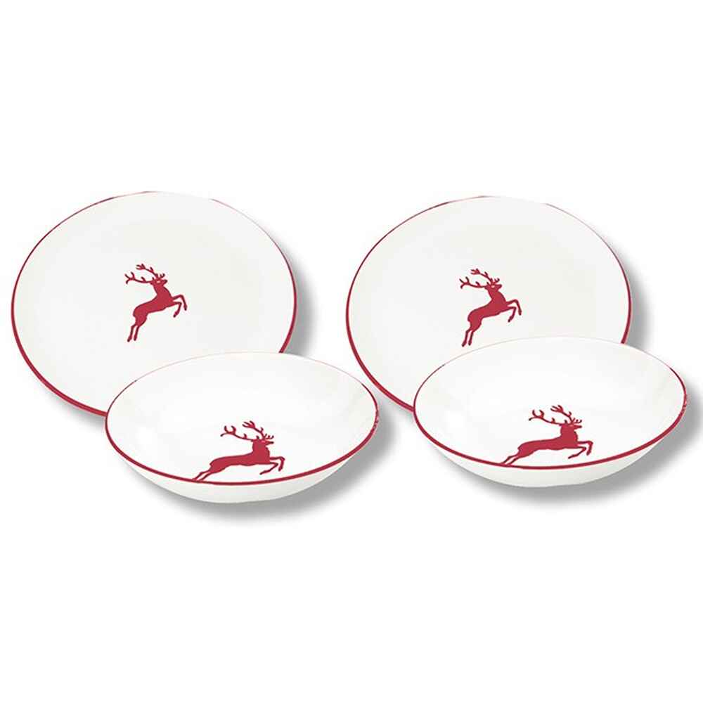 Gmundner "Dinner for Two" stag motif, RED, Gmundner Keramik