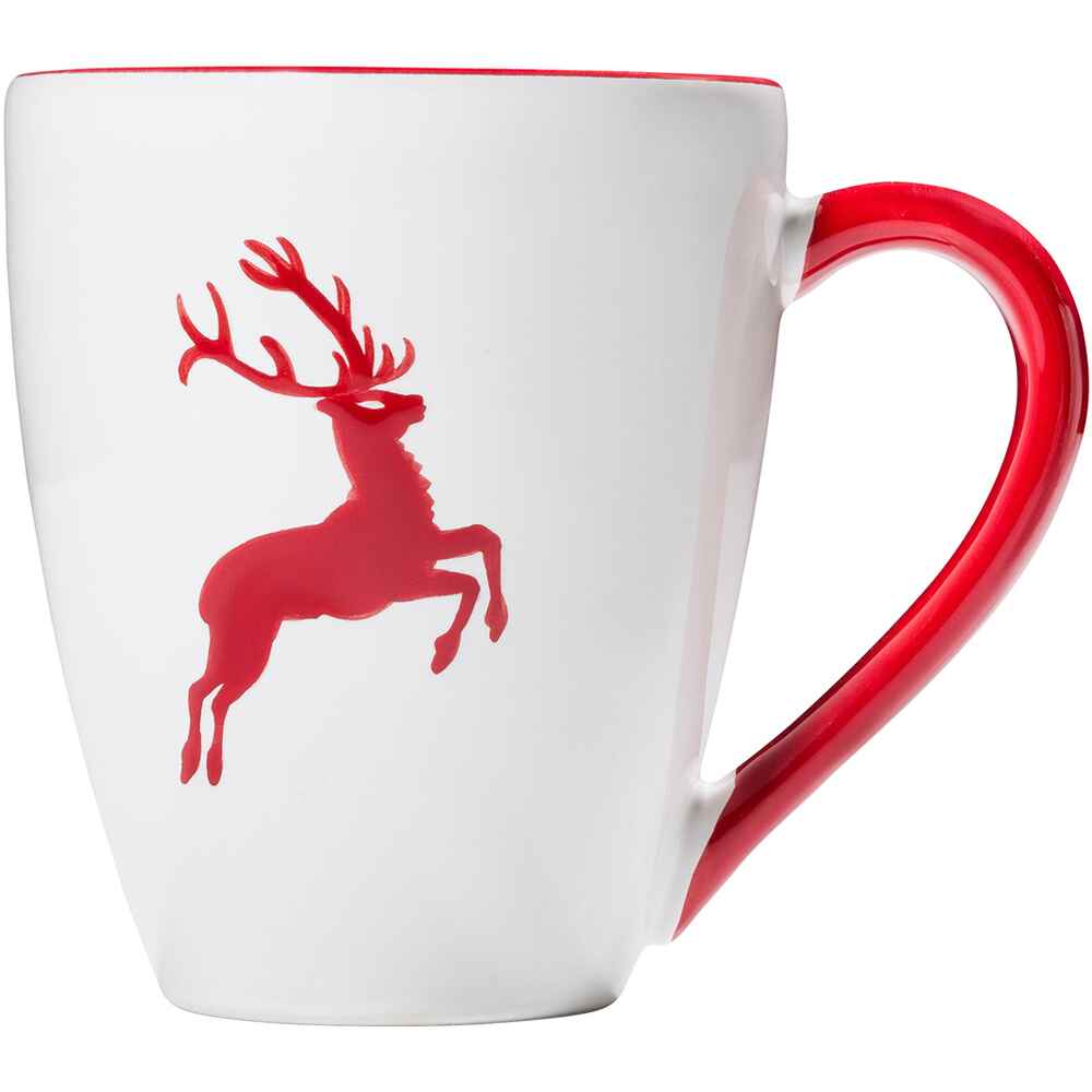 Gmundner breakfast mug, stag, RED, Gmundner Keramik