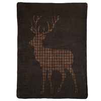 Household blanket, brown, with stag theme, 150x200 cm