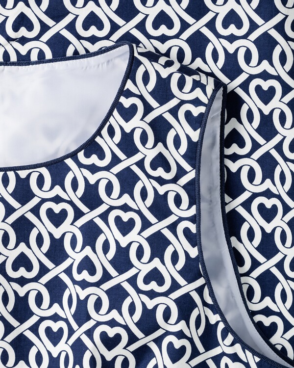 Brigitte Von Schonfels Etuikleid Mit Herzmotiv Blau Weiss Kleider Bekleidung Damenmode Mode Online Shop Frankonia De