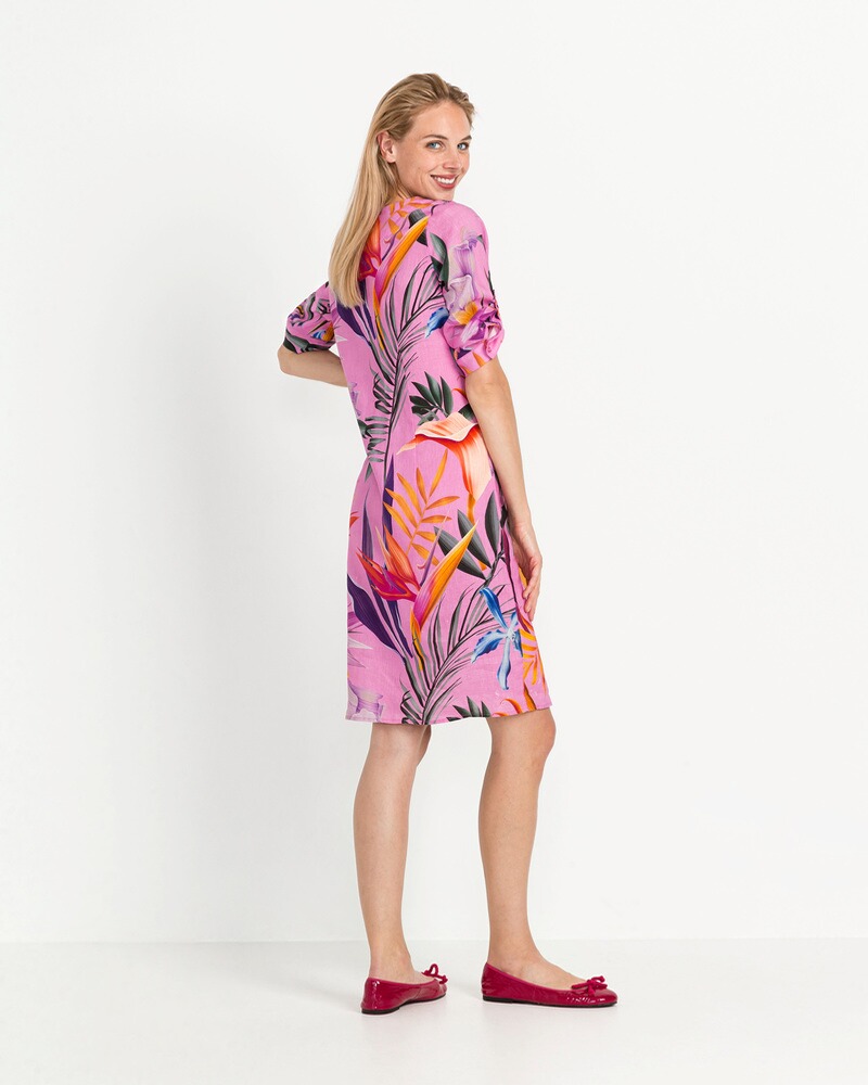 Clarina Leinenkleid mit Kellerfalte (Pink/Bunt) - Kleider - Bekleidung ...