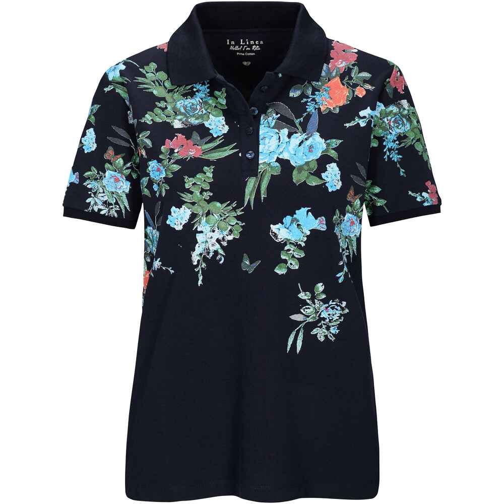 Piqué-Poloshirt mit Blumen, In Linea