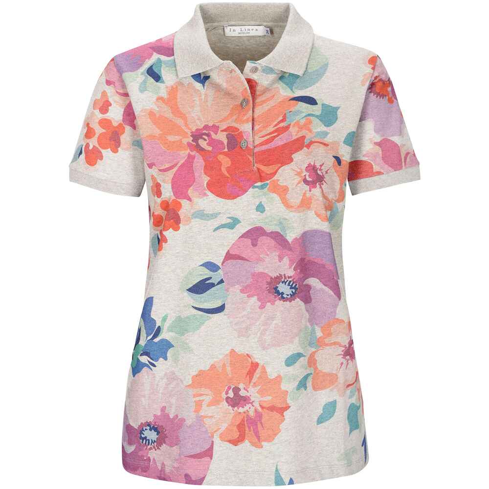 Piqué-Poloshirt mit Blumenprint
