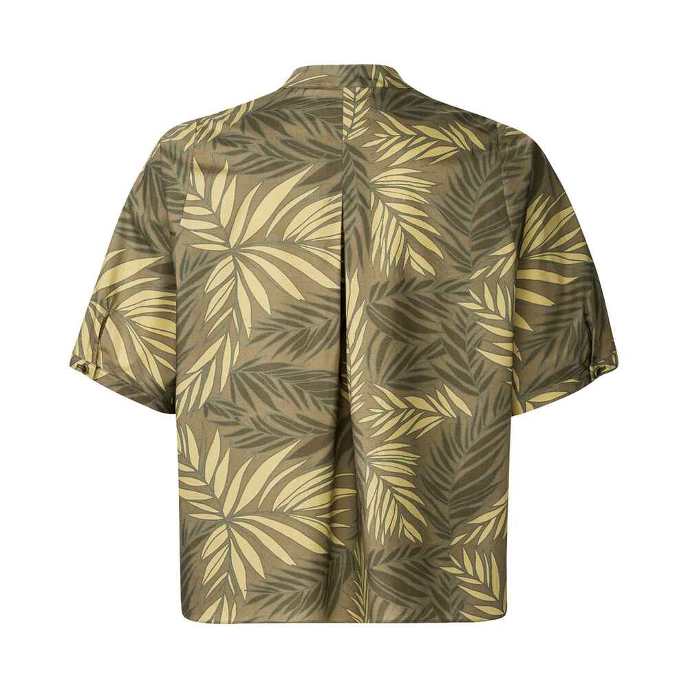 Kurzarm-Bluse mit Blätterdruck, VON & ZU