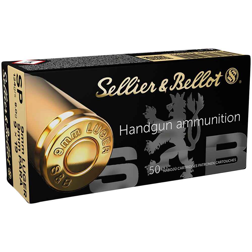 S+B 9mm Parabellum SP 124 gr. 50 units, Sellier & Bellot