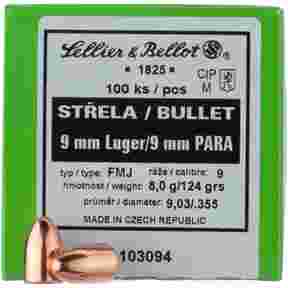 9 mm Luger, .355 124 gr FMJ RN, Sellier & Bellot