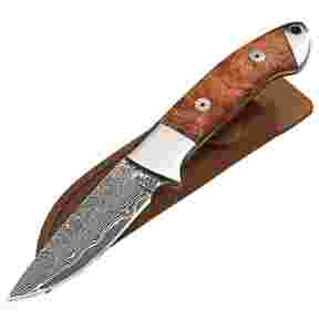 Damascus knife, root wood, Parforce