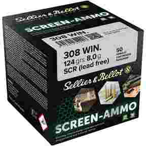 Cartouches ciné tir Screen-Ammo .308 Win. FMJ zinc 124 grs., Sellier & Bellot