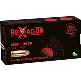9 mm Luger Hexagon SX 8,0g/124grs., Geco